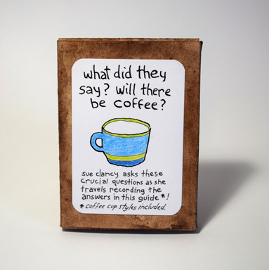 handmade box back cover for "Coffee Please?" by Sue Clancy