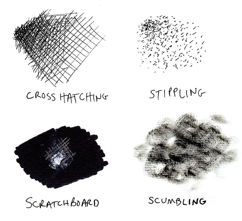 Here are the drawing/painting techniques described in this post - just in case...