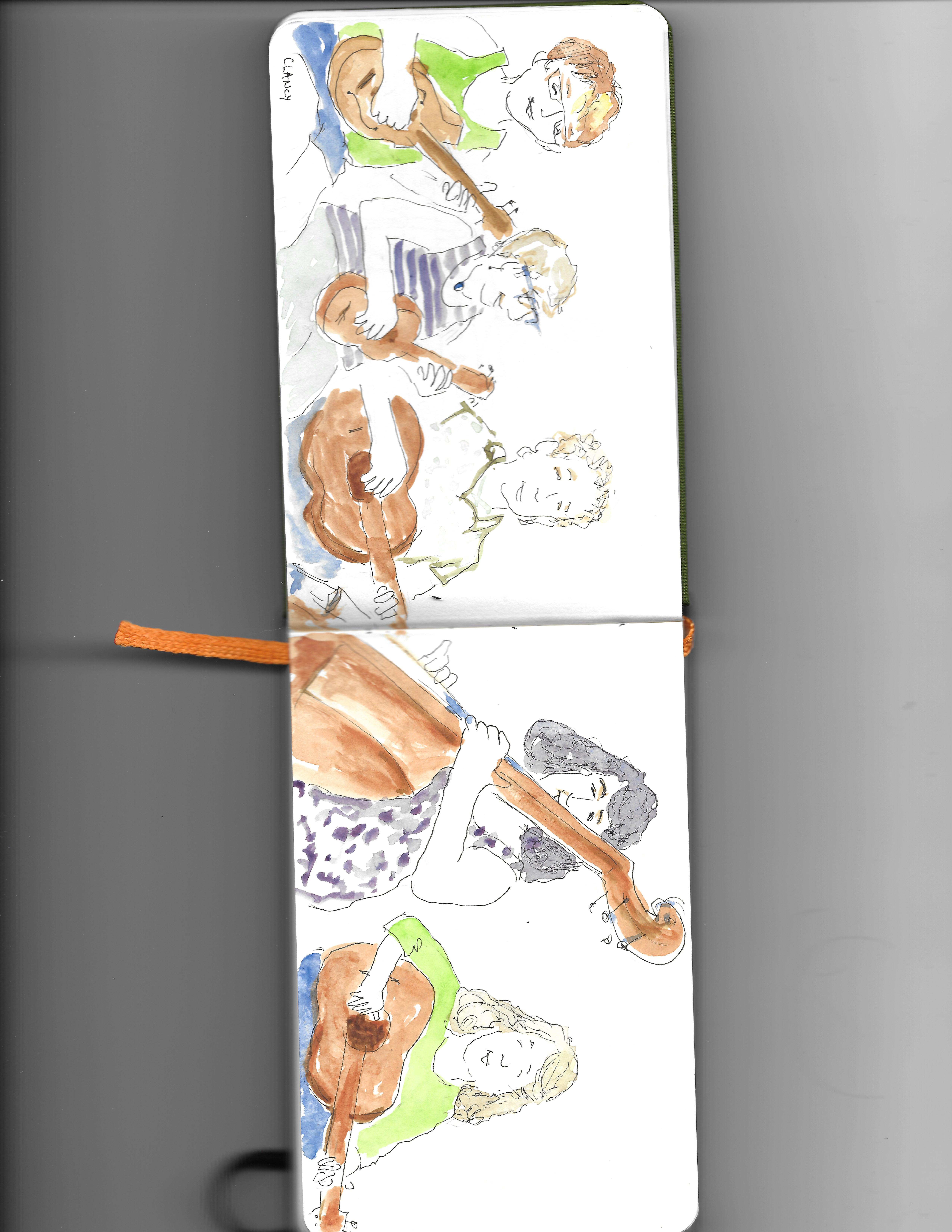 Clancy sketch of women musicians in action